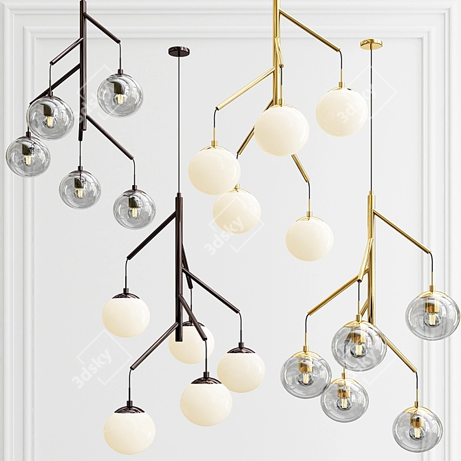 Elegant Tree Pendant Light 3D model image 1