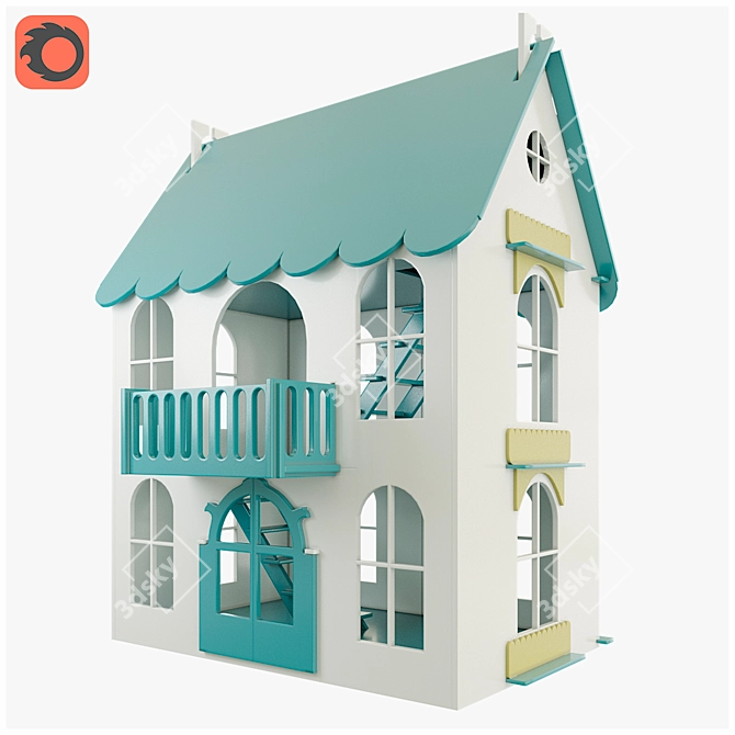 Woodlines Arina Dollhouse: Interactive Design, Turbo Smooth, 60x50x40 cm 3D model image 1