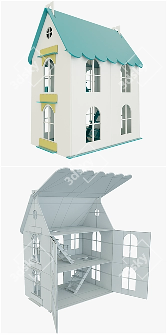 Woodlines Arina Dollhouse: Interactive Design, Turbo Smooth, 60x50x40 cm 3D model image 3