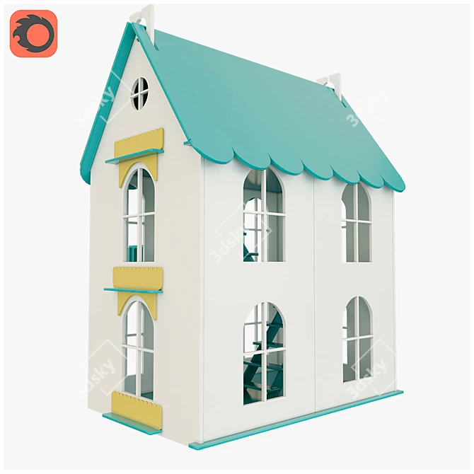 Woodlines Arina Dollhouse: Interactive Design, Turbo Smooth, 60x50x40 cm 3D model image 5