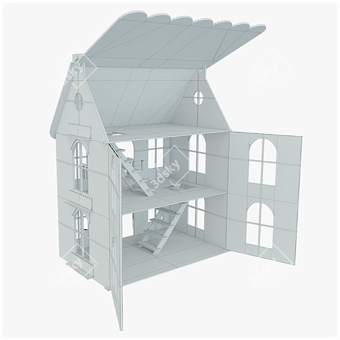 Woodlines Arina Dollhouse: Interactive Design, Turbo Smooth, 60x50x40 cm 3D model image 8