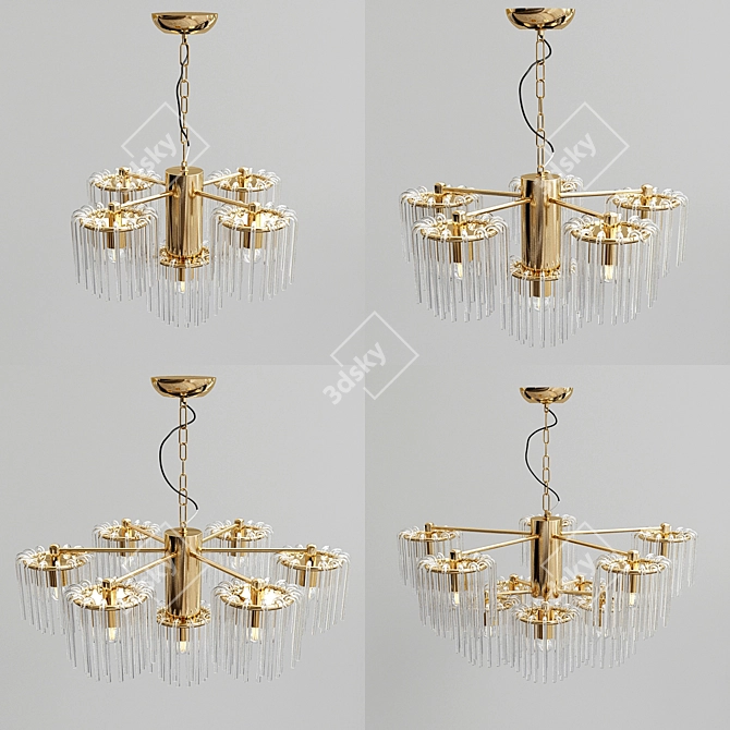 Elegant Gold Meise Pendant Light 3D model image 2