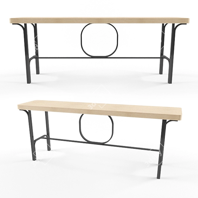 Oak Wood Console Table | H660 x W1750 x D400 MM 3D model image 1