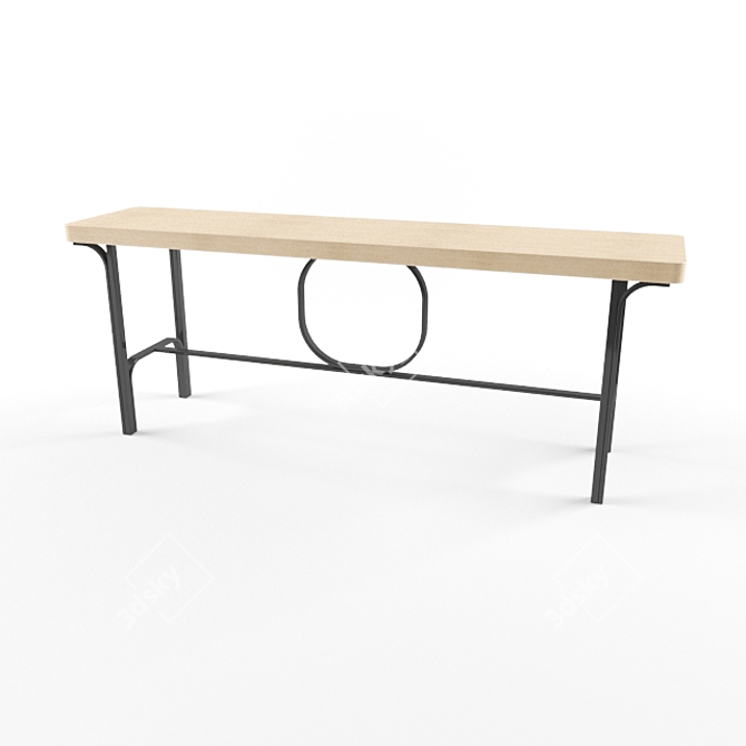 Oak Wood Console Table | H660 x W1750 x D400 MM 3D model image 2