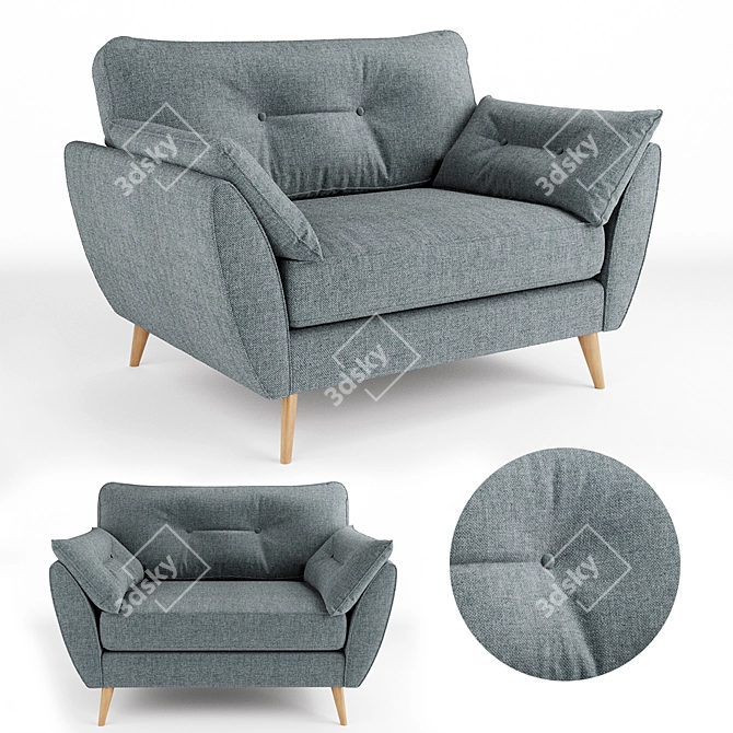 Contemporary Zinc Cuddler Chair 3D model image 1