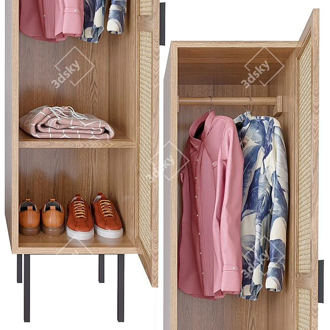 WASKA Wicker Door Wardrobe 3D model image 2