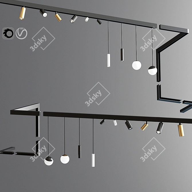 Modular Suspended Track Light-02 3D model image 1