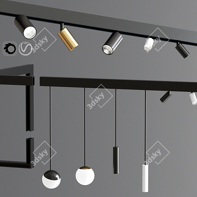 Modular Suspended Track Light-02 3D model image 2