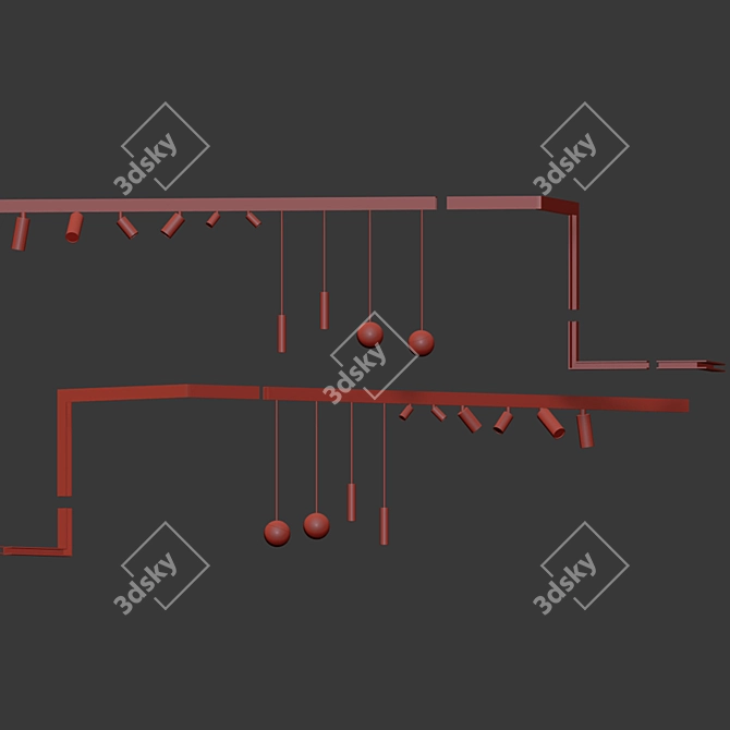 Modular Suspended Track Light-02 3D model image 3