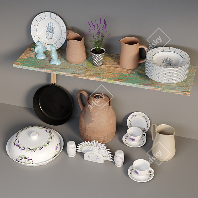 Charming Provence Kitchen Set 3D model image 7