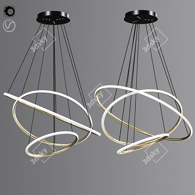 Sleek LED Trio Pendant 3D model image 1