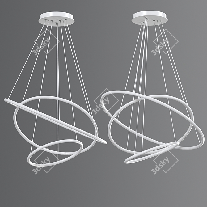 Sleek LED Trio Pendant 3D model image 2