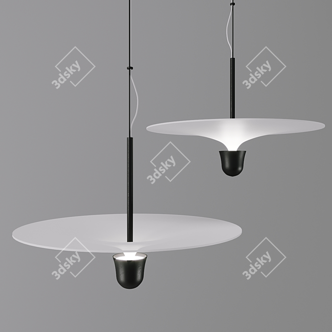 Modern Metal LED Lamp in Black and White 3D model image 1