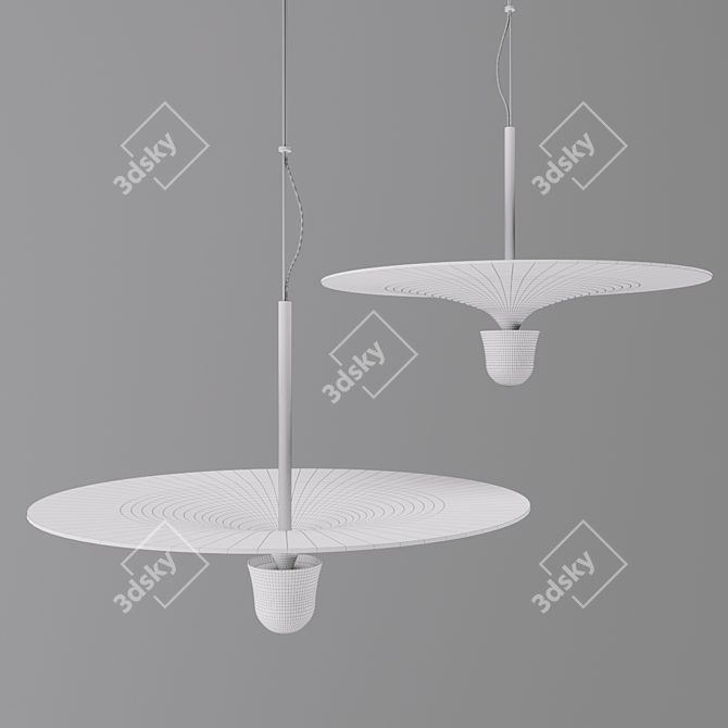 Modern Metal LED Lamp in Black and White 3D model image 2