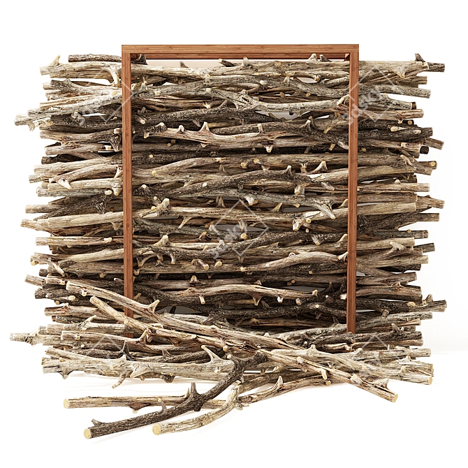 Rustic Firewood Branch Decor 3D model image 1