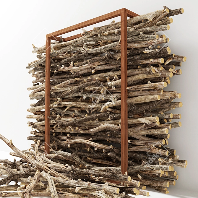 Rustic Firewood Branch Decor 3D model image 2