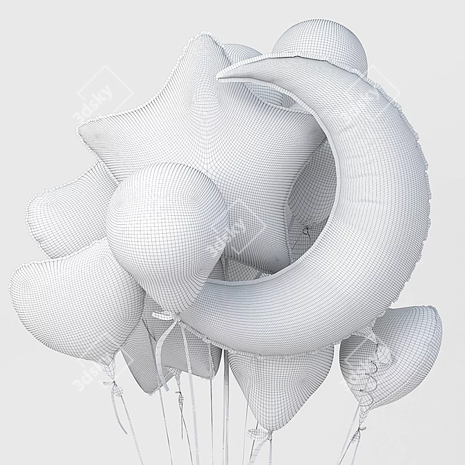 Colorful Helium Party Balloons 3D model image 3