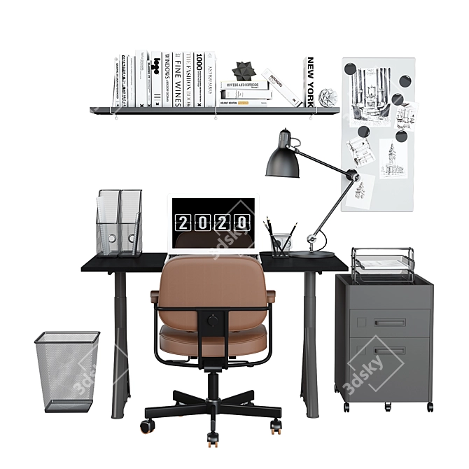 Efficient Home Office Set 3D model image 2