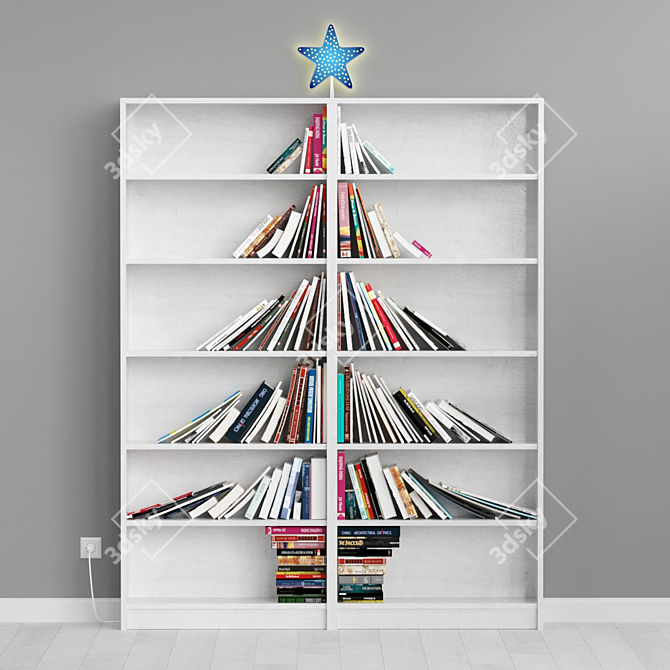 Festive Bookshelf Tree 3D model image 1