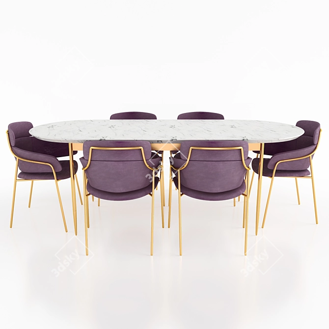 Elegant Strike Armchair & Bethan Gray Dining Table 3D model image 2