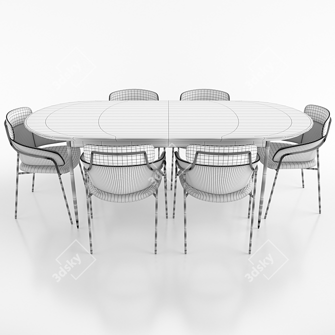 Elegant Strike Armchair & Bethan Gray Dining Table 3D model image 3