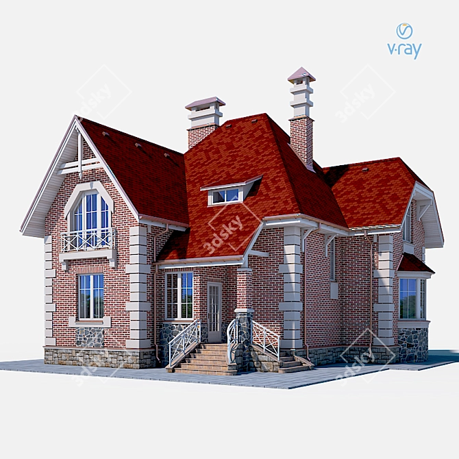 Modern Two-Story Cottage 3D model image 1