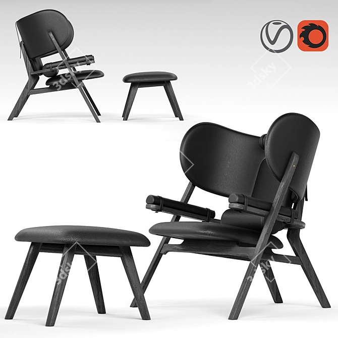 Branca Lisbon Lounge Chair & Ottoman 3D model image 1