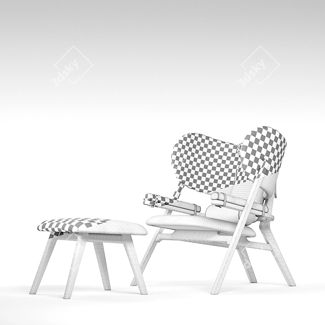 Branca Lisbon Lounge Chair & Ottoman 3D model image 4