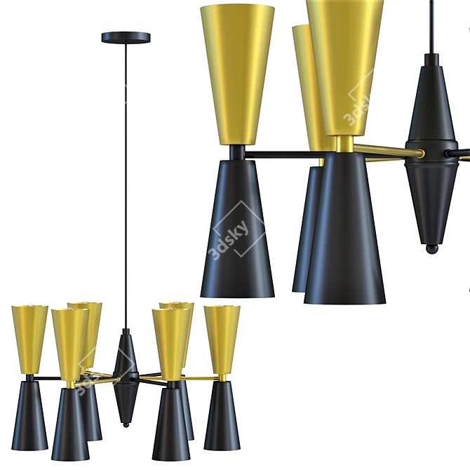 Retro-Style Hanging Torch: 12-Light Pendant 3D model image 1