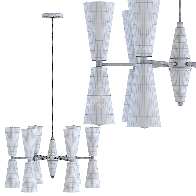 Retro-Style Hanging Torch: 12-Light Pendant 3D model image 2