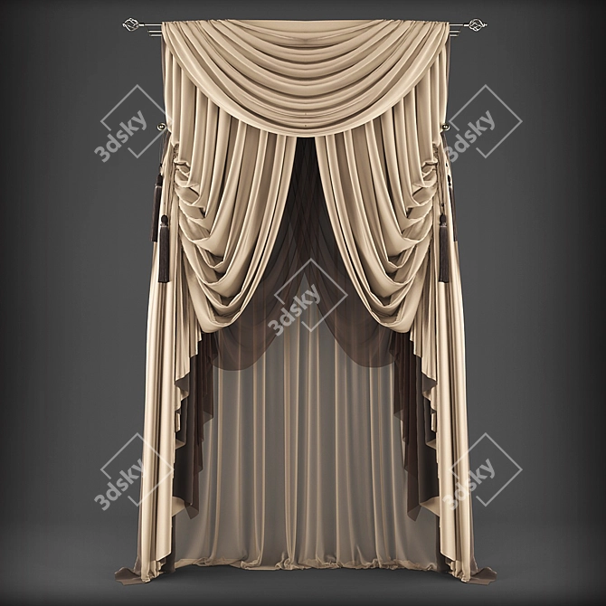 Polys 348253 Verts 353161 Curtain 3D model image 1