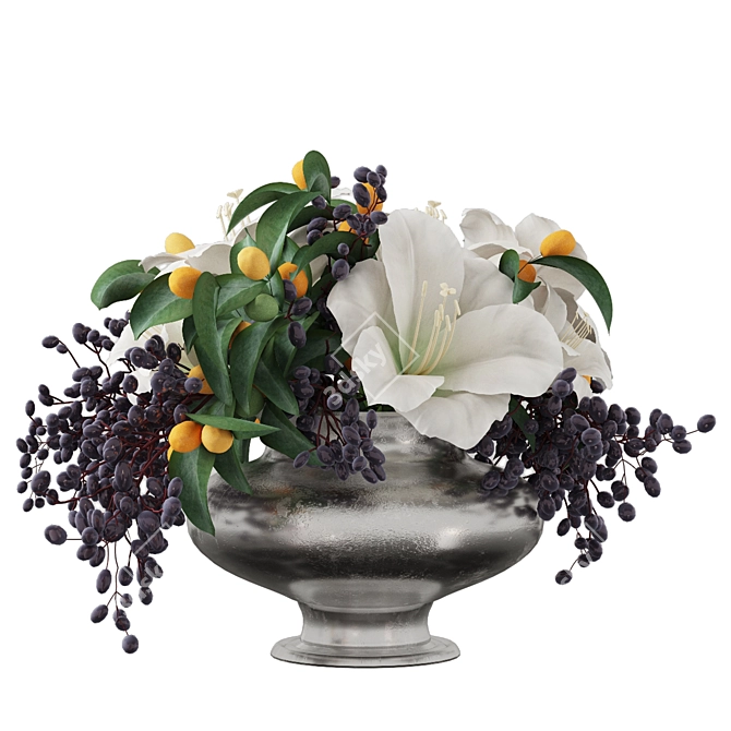 Elegant Lily and Kumquat Bouquet 3D model image 1