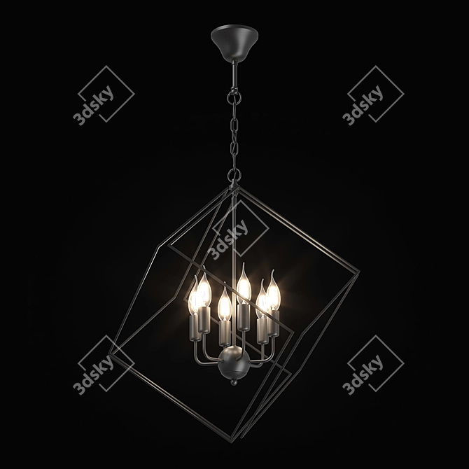 Modern Cage Pendant Light 3D model image 2