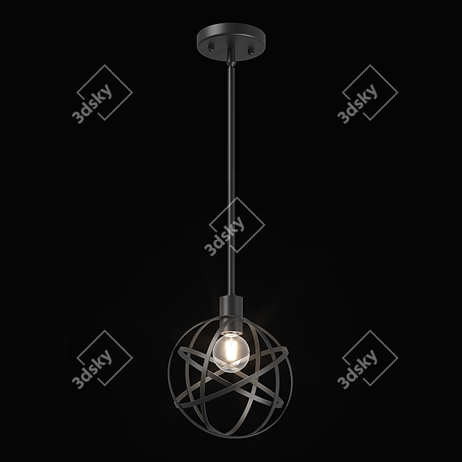 Modern Cage Pendant Light 3D model image 2