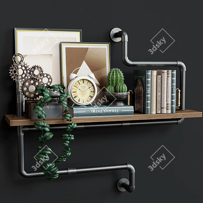 Industrial Pipe Double Shelf by Restoration Hardware 3D model image 1