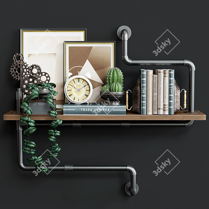 Industrial Pipe Double Shelf by Restoration Hardware 3D model image 2