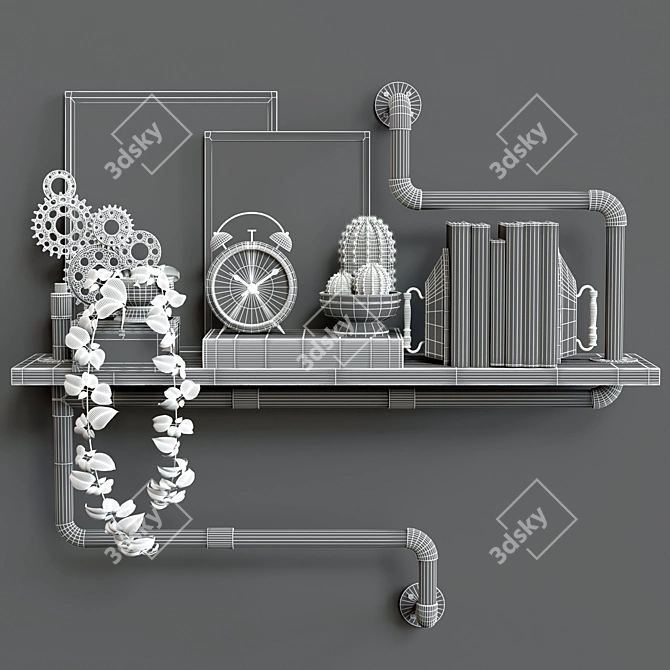 Industrial Pipe Double Shelf by Restoration Hardware 3D model image 3