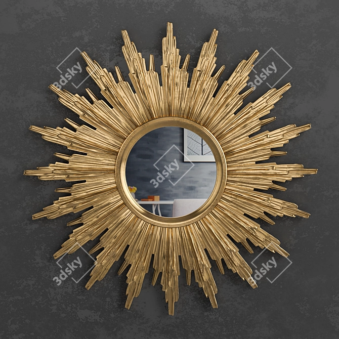 Golden Sunburst Mirror 3D model image 1