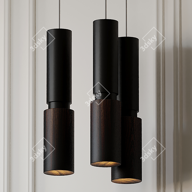 Edgy Elegance: Amelia Black Pendant 3D model image 2