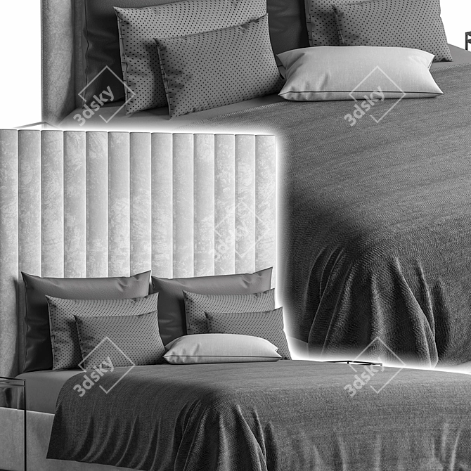 Modern 3D Bed Set - High Quality Design & Modeling 3D model image 2