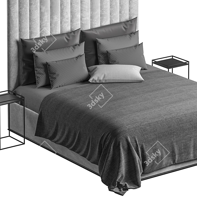 Modern 3D Bed Set - High Quality Design & Modeling 3D model image 3