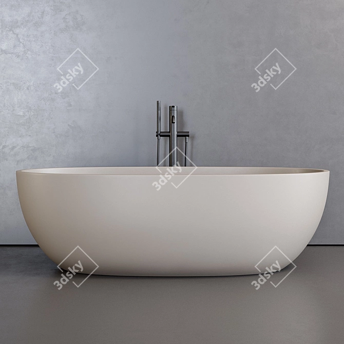 Sleek Bull Solid Surface Bathtub 3D model image 2