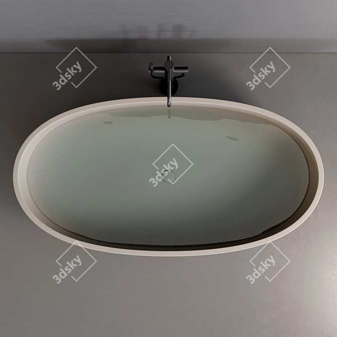 Sleek Bull Solid Surface Bathtub 3D model image 3