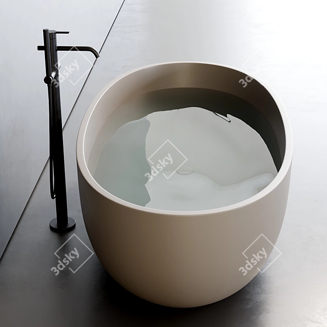 Sleek Bull Solid Surface Bathtub 3D model image 4