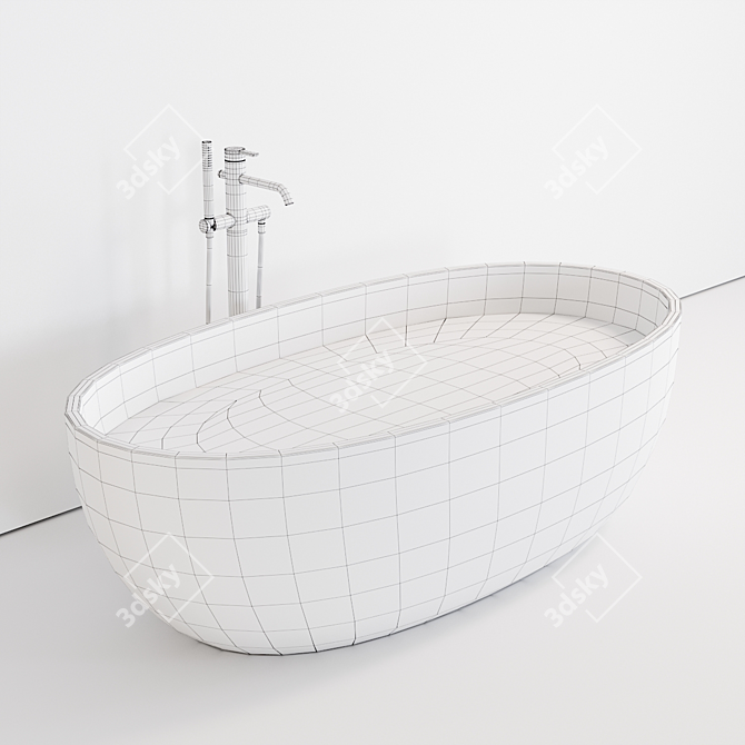 Sleek Bull Solid Surface Bathtub 3D model image 5