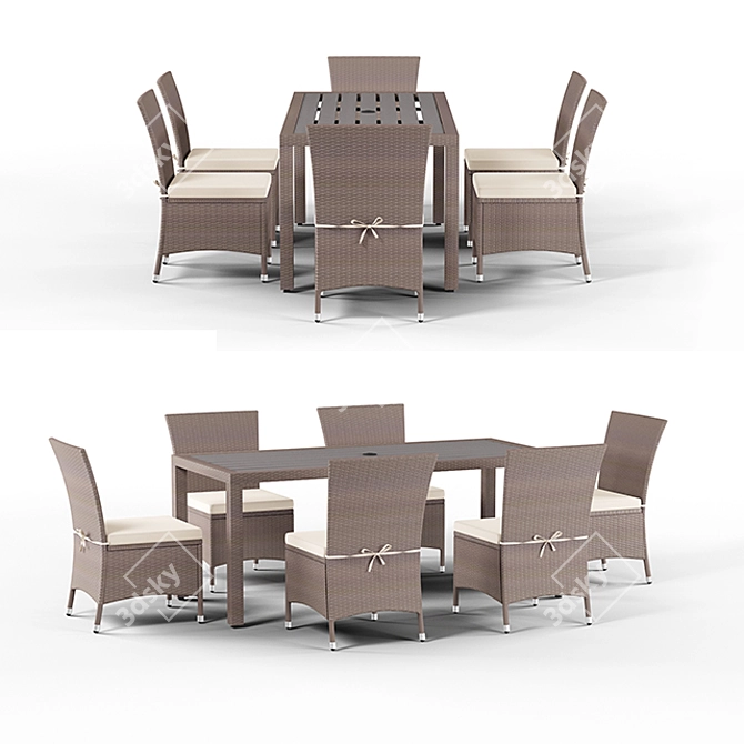 Modern Brown Outdoor Dining Set 3D model image 1
