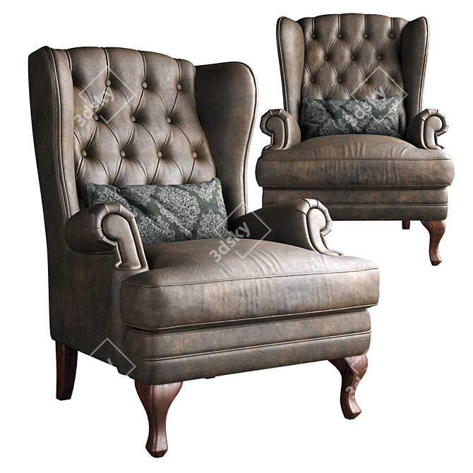 Classic Handcrafted Manchester Armchair 3D model image 1