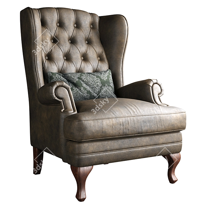 Classic Handcrafted Manchester Armchair 3D model image 3
