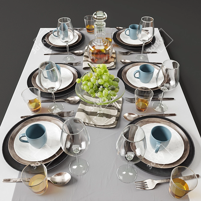 Title: Elegant Tableware Set 3D model image 1