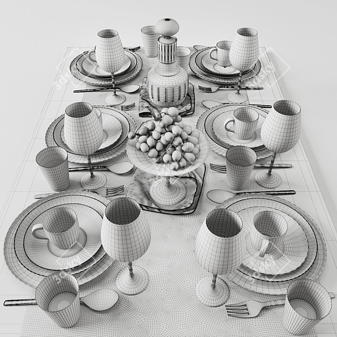 Title: Elegant Tableware Set 3D model image 3